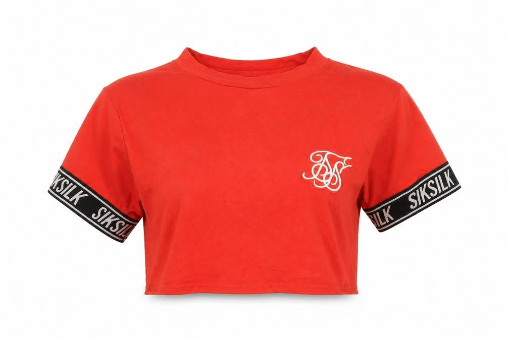 Womens UK Size 8 SikSilk Red Gym & Training T-Shirt