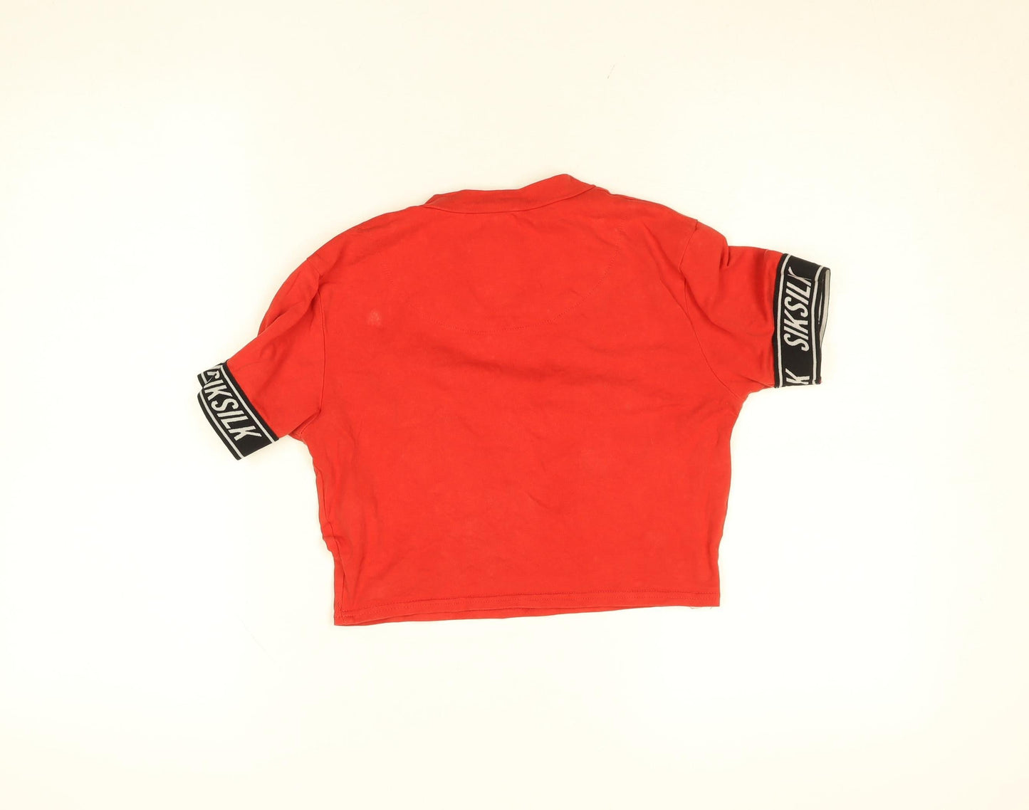 SikSilk Womens Red Cropped Slim Fit Short Sleeve T-Shirt Size 8