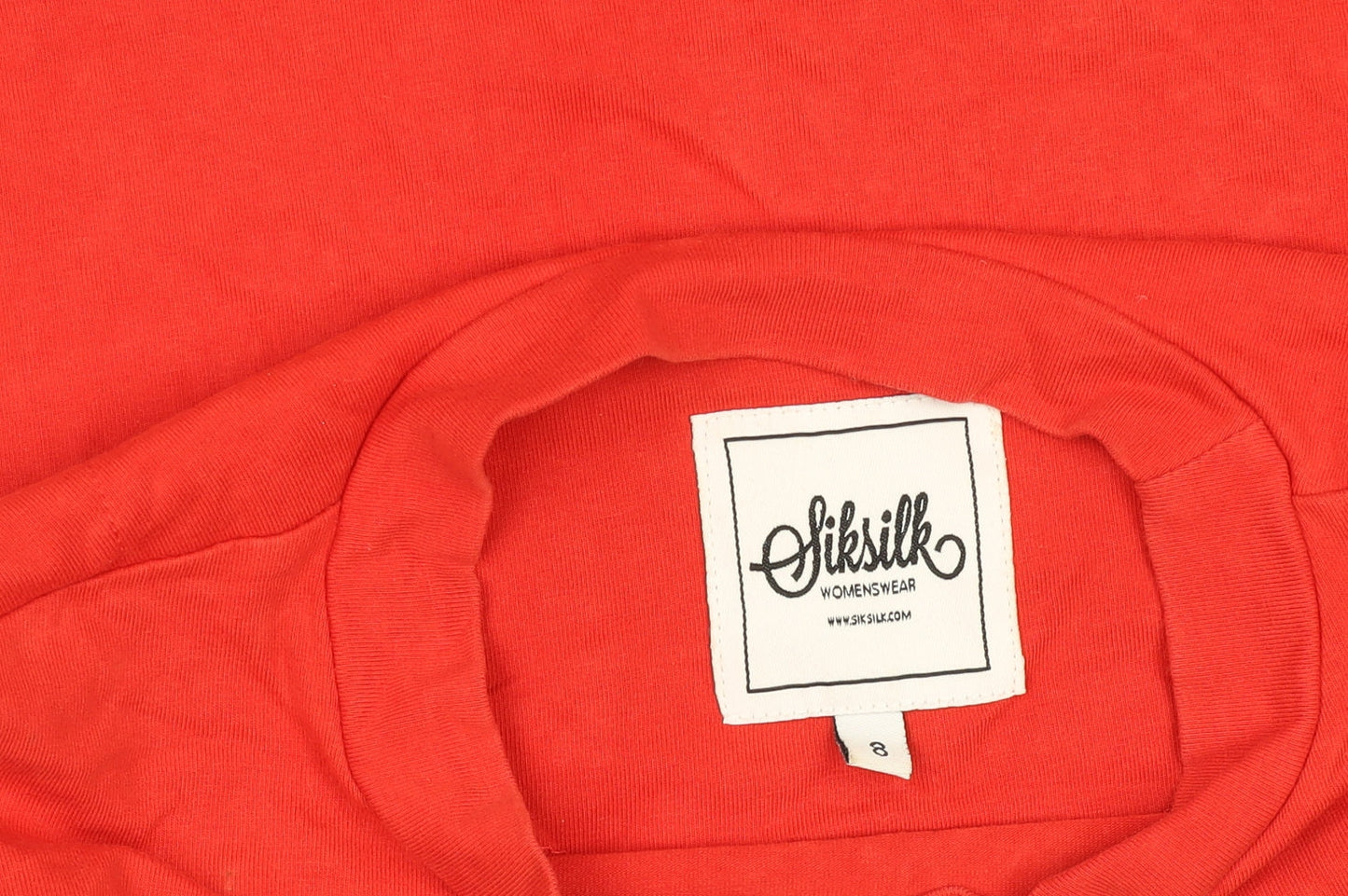 SikSilk Womens Red Cropped Slim Fit Short Sleeve T-Shirt Size 8