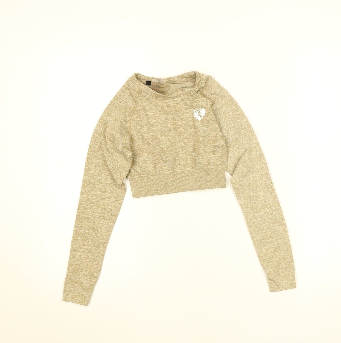 Women's Best Beige XS Cropped Long Sleeve Gym Top