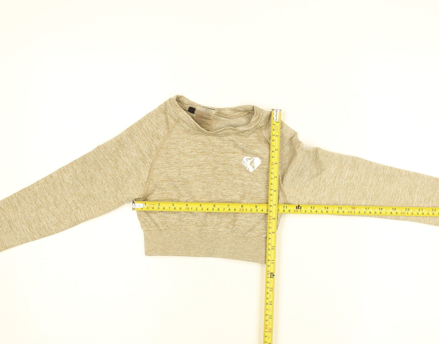 Women's Best Beige XS Cropped Long Sleeve Gym Top