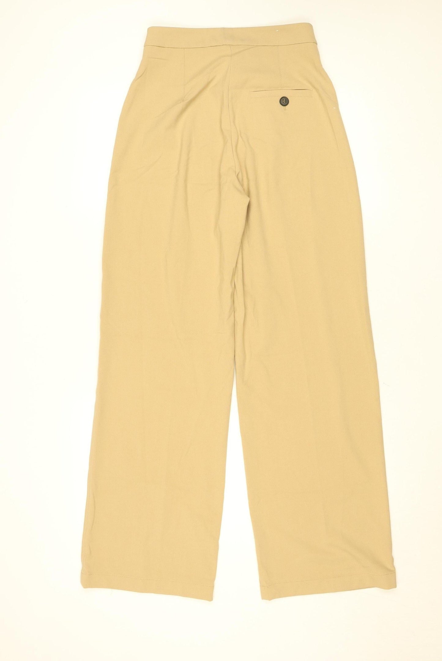 Bershka Womens Beige Wide-Leg High Rise Trousers Size 10