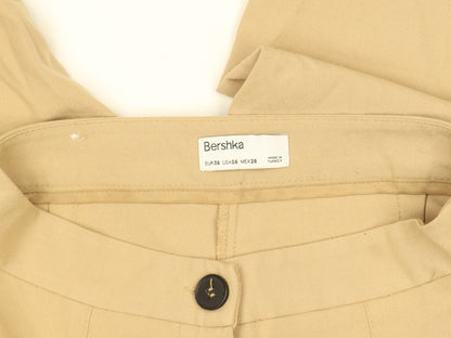 Bershka Womens Beige Wide-Leg High Rise Trousers Size 10