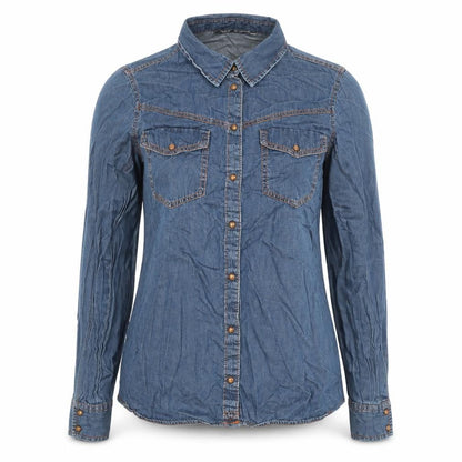 Armani Exchange Womens Blue Denim Button-Up Shirt XS Long Sleeve