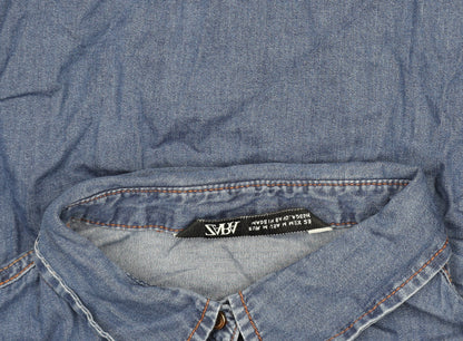 Armani Exchange Womens Blue Denim Button-Up Shirt XS Long Sleeve
