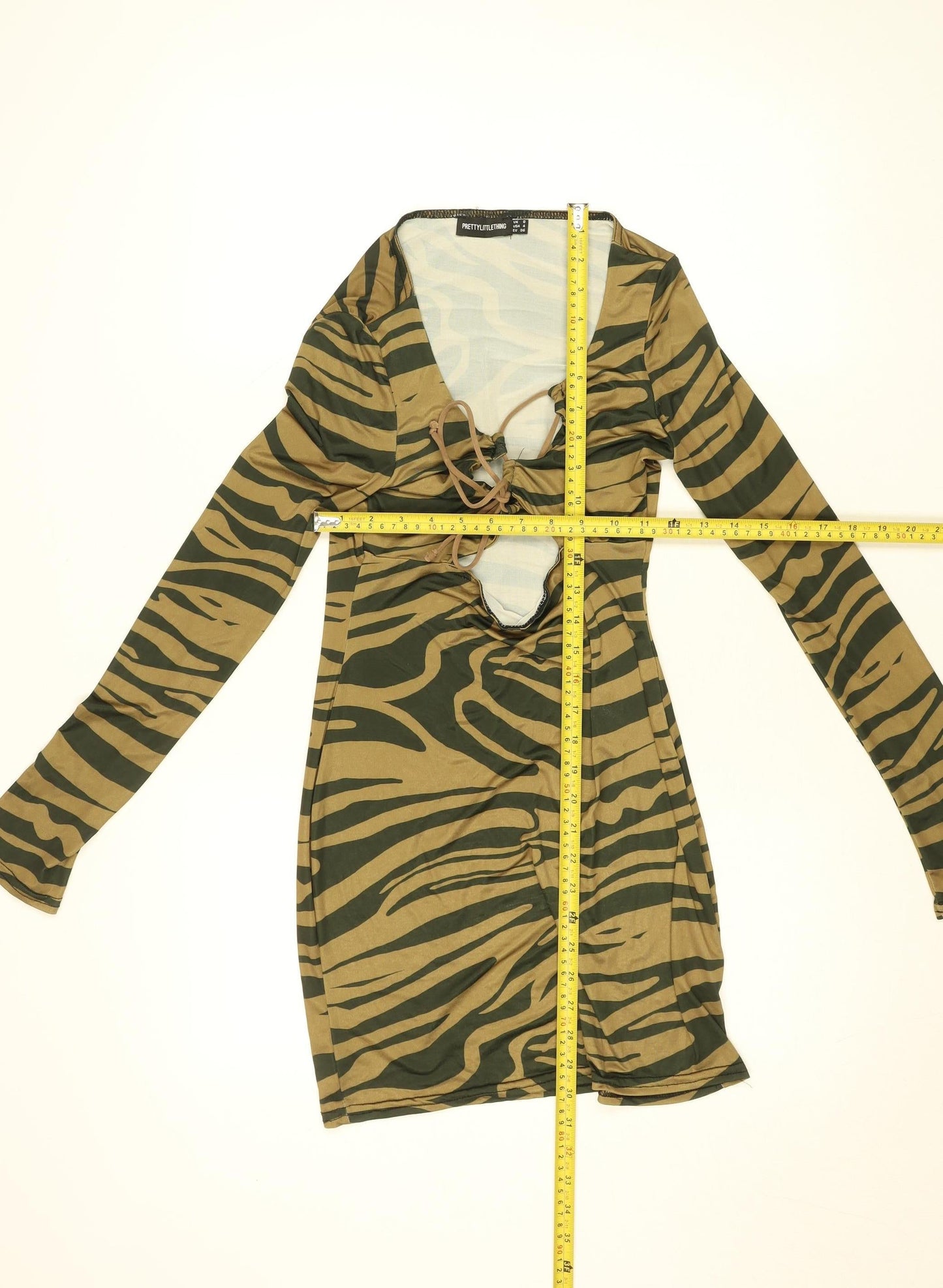 PrettyLittleThing Women’s Brown Animal Print Bodycon Mini Dress Size 8