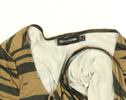 PrettyLittleThing Women’s Brown Animal Print Bodycon Mini Dress Size 8