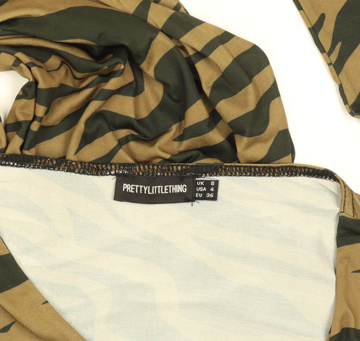 PrettyLittleThing Women’s Brown Animal Print Bodycon Mini Dress Size 8