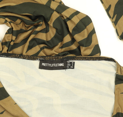 PrettyLittleThing Women’s Brown Animal Print Bodycon Mini Dress Size 8