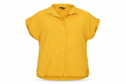 Womens UK Size 10 New Look Yellow Basic Button-Up