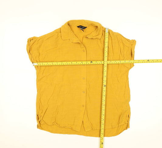 Womens UK Size 10 New Look Yellow Basic Button-Up