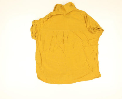 Womens UK Size 10 New Look Yellow Basic Button-Up