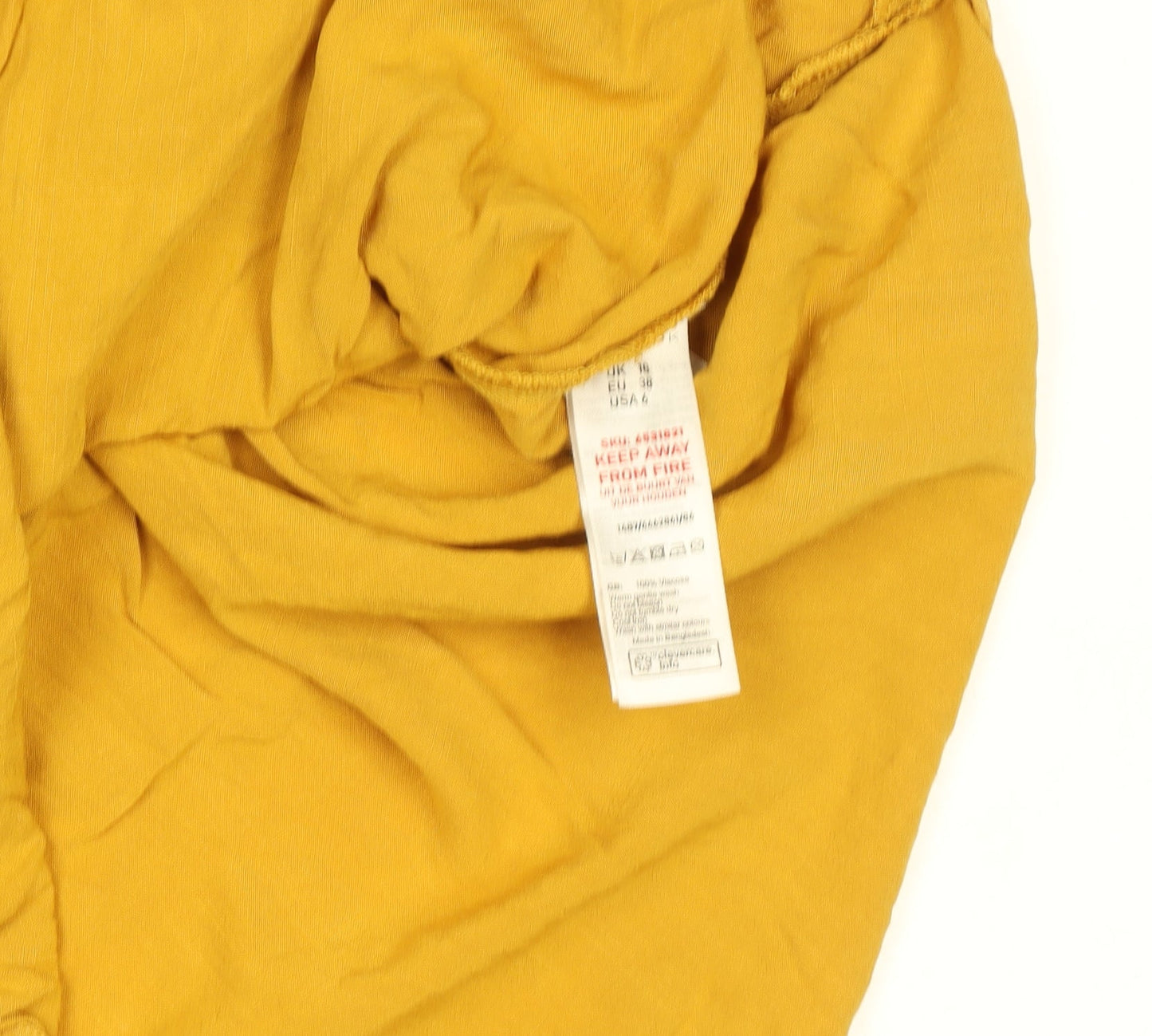 Womens UK Size 10 New Look Yellow Basic Button-Up