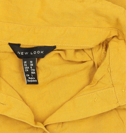 Womens UK Size 10 New Look Yellow Basic Button-Up