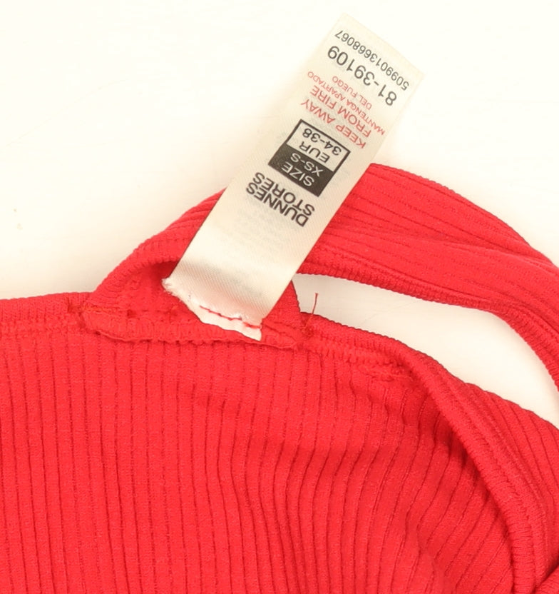 Womens UK Size XS Dunnes Stores Red Cropped Tank