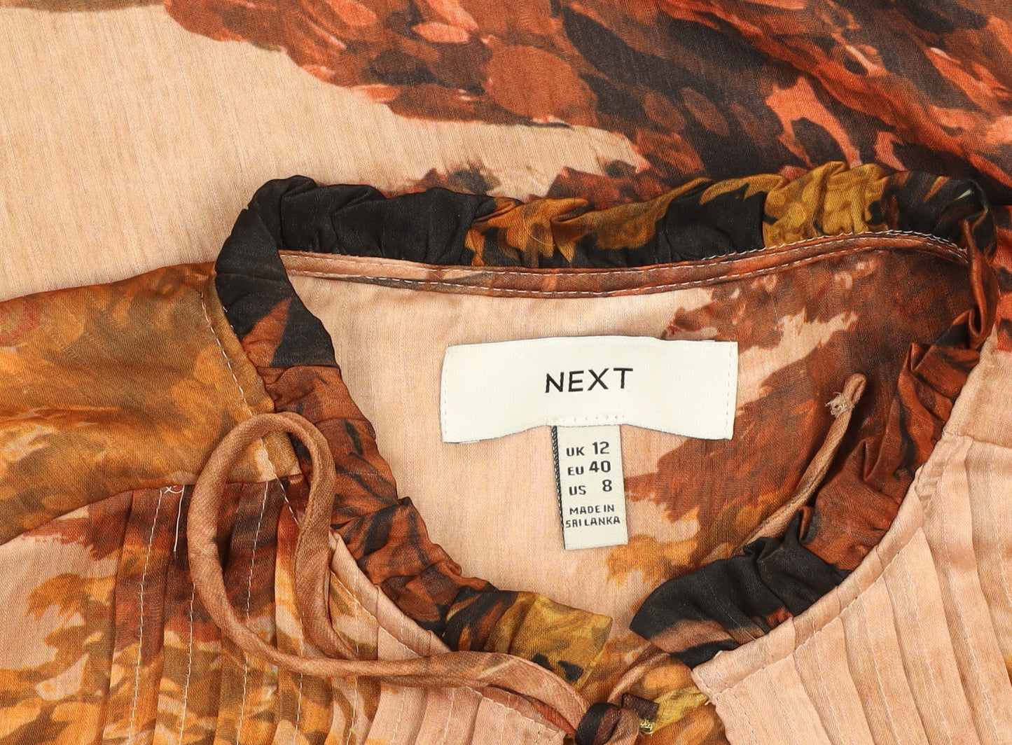 Womens UK Size 12 NEXT Brown Tunic Blouse