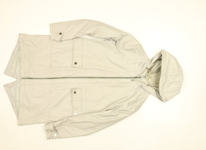 New Look Womens Beige Hooded Waterproof Mid-Length Jacket Size 8