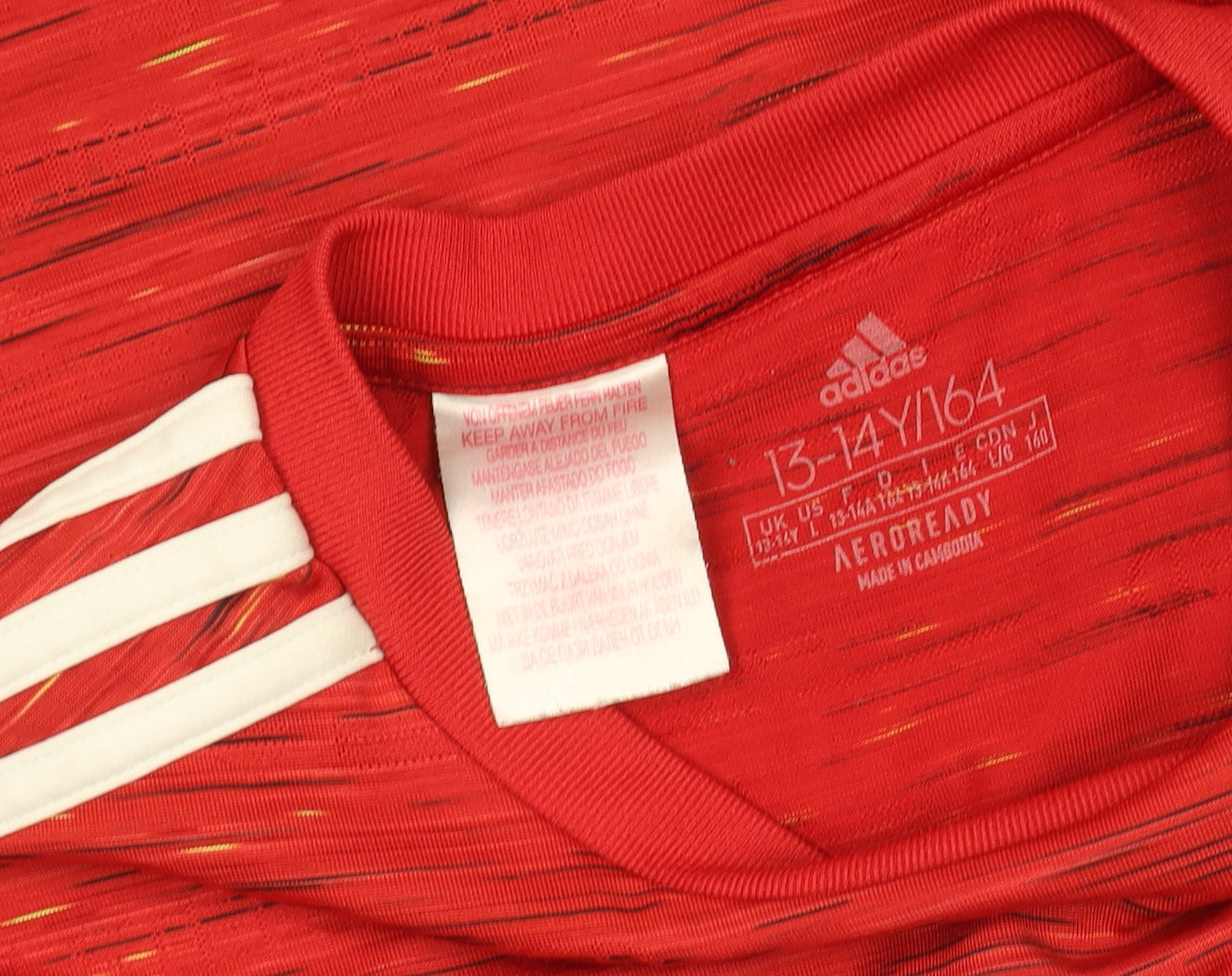 Adidas Boys Red Manchester United Football Shirt 13-14 Years Jersey T-Shirt