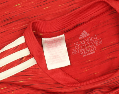Adidas Boys Red Manchester United Football Shirt 13-14 Years Jersey T-Shirt