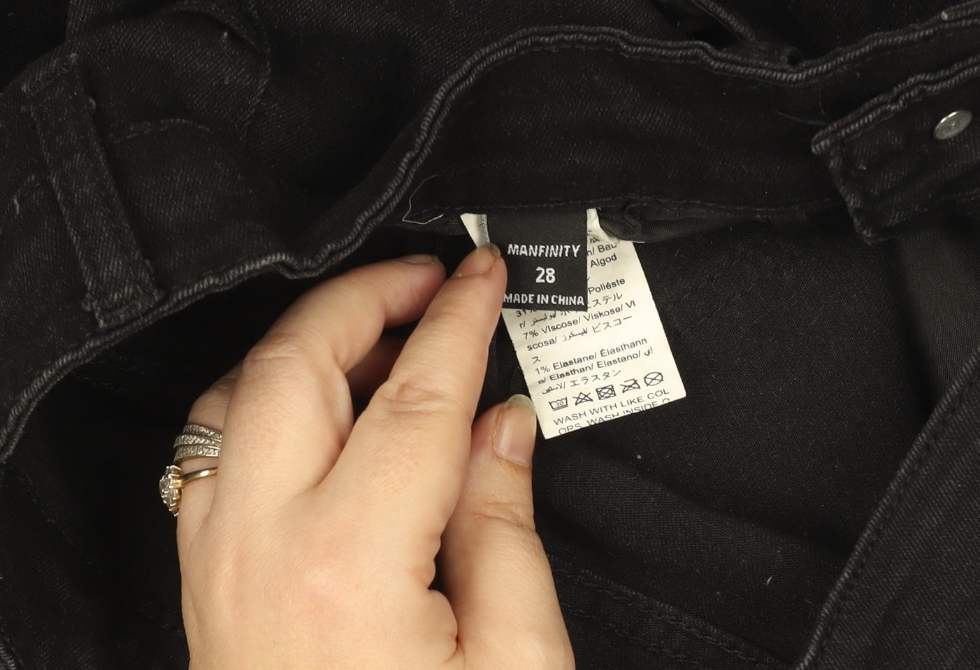 Womens UK Size 28 Manfinity Slim Fit Skinny Black Jeans