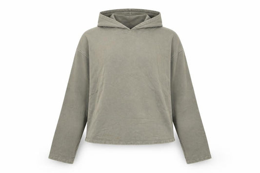 Front view of ASOS Design Women Grey Cotton Pullover Hoodie UK 12-14 M