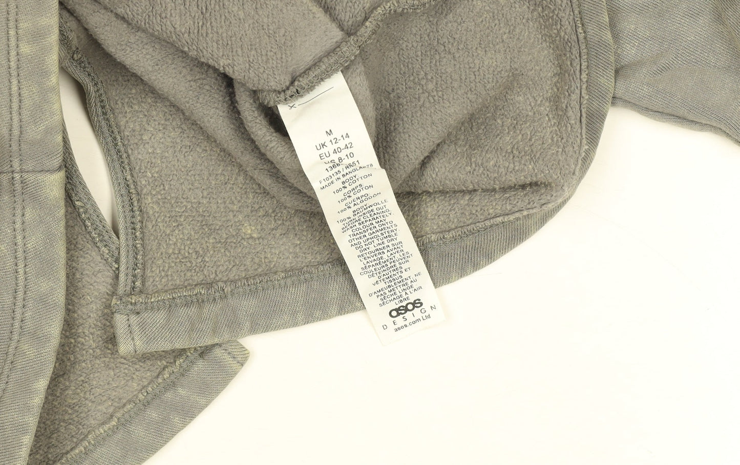 Womens UK Size M ASOS Grey Pullover Hoodie