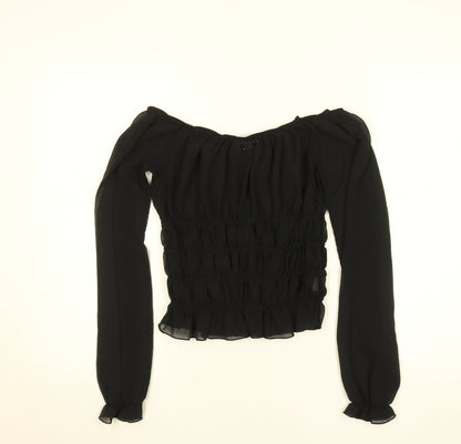 Womens UK Size 10 Iceni by Lella of London Black Peasant Blouse