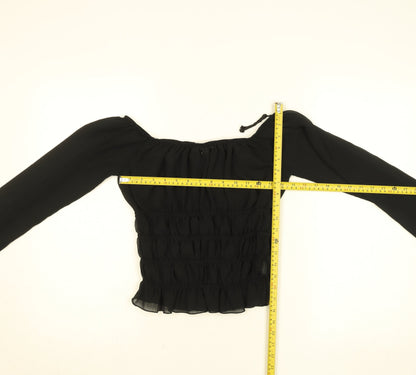 Womens UK Size 10 Iceni by Lella of London Black Peasant Blouse