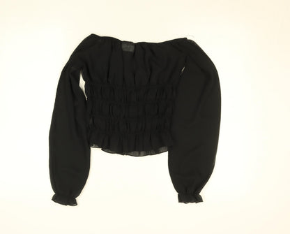 Womens UK Size 10 Iceni by Lella of London Black Peasant Blouse
