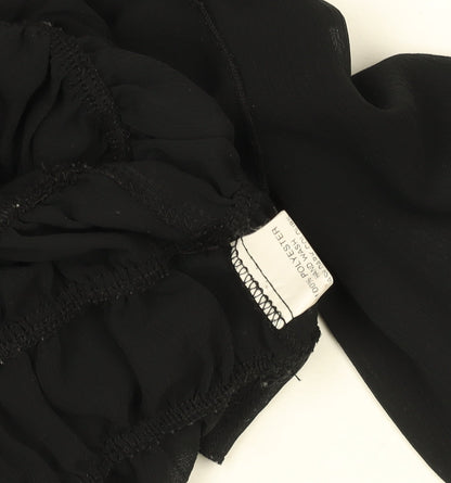 Womens UK Size 10 Iceni by Lella of London Black Peasant Blouse
