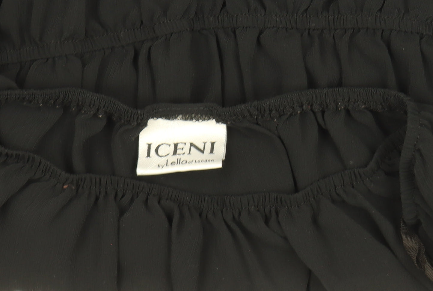 Womens UK Size 10 Iceni by Lella of London Black Peasant Blouse