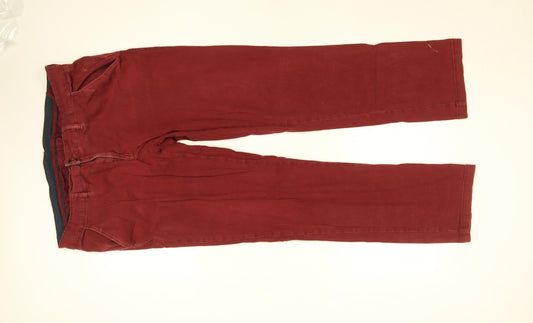 Livergy Men's Burgundy Chino Trousers Size 34 Regular Cotton Blend