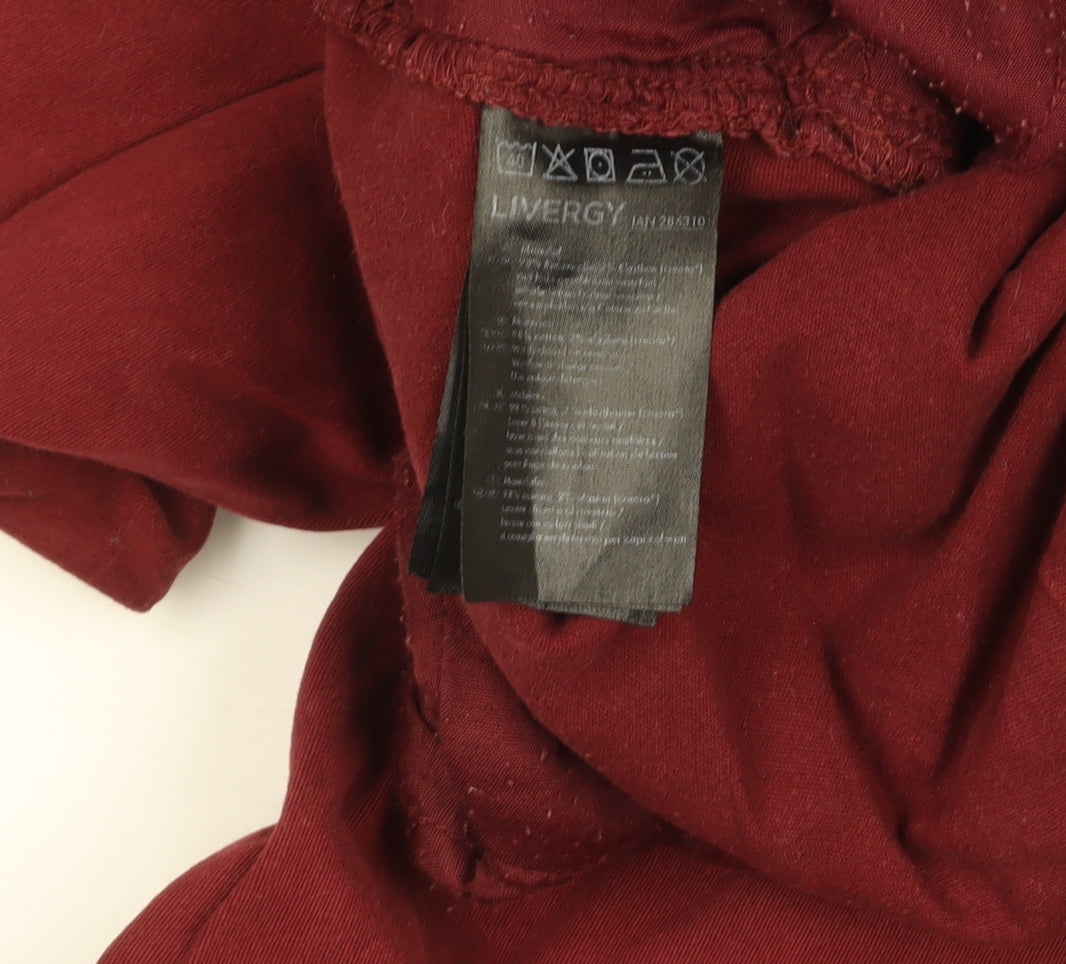 Livergy Men's Burgundy Chino Trousers Size 34 Regular Cotton Blend