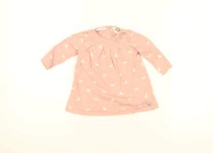 Jasper Conran Girls Pink A-Line Animal Print Dress 3-6 Months Cotton