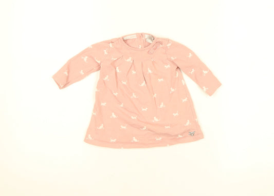 Jasper Conran Girls Pink A-Line Animal Print Dress 3-6 Months Cotton