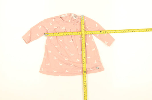 Jasper Conran Girls Pink A-Line Animal Print Dress 3-6 Months Cotton