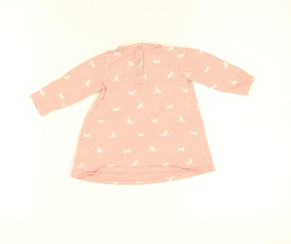 Jasper Conran Girls Pink A-Line Animal Print Dress 3-6 Months Cotton