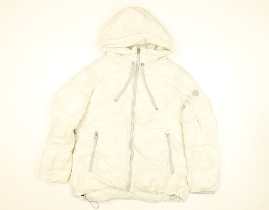 French Connection Womens Ivory Puffer Jacket Hooded Size L
