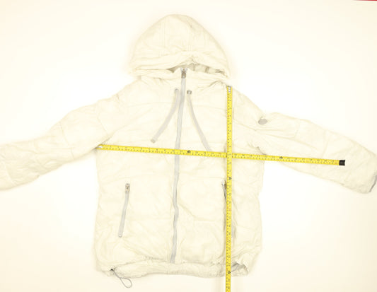 French Connection Womens Ivory Puffer Jacket Hooded Size L