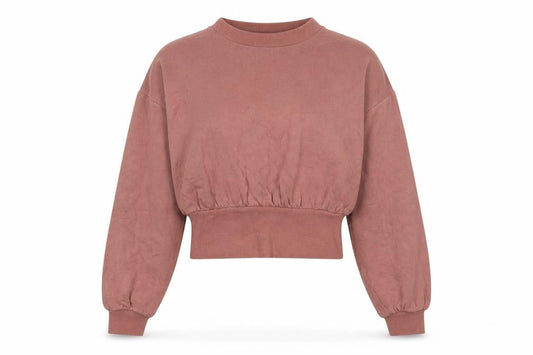 Front view of ASOS Women’s Brown Cropped Pullover Sweatshirt UK 8 Viscose Blend