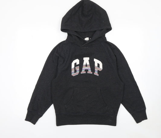 GAP Womens Black XS Pullover Hoodie Cotton Blend Logo Jumper