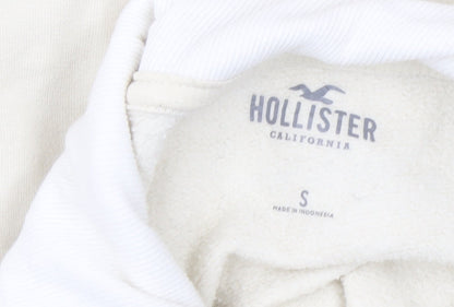 Hollister Women Beige Collared Pullover Sweatshirt S CA Print