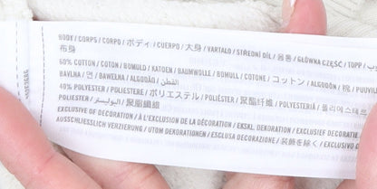 Hollister Women Beige Collared Pullover Sweatshirt S CA Print