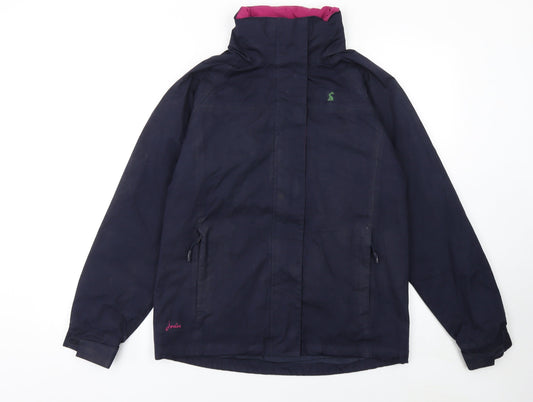 Joules Women’s Blue Waterproof Hooded Rain Jacket Size 8 Regular