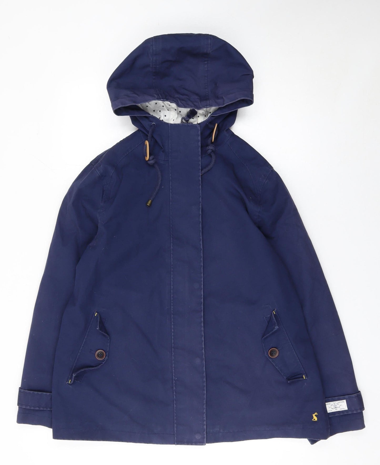Joules Women Blue Hooded Parka Jacket Size 16 Cotton Lined