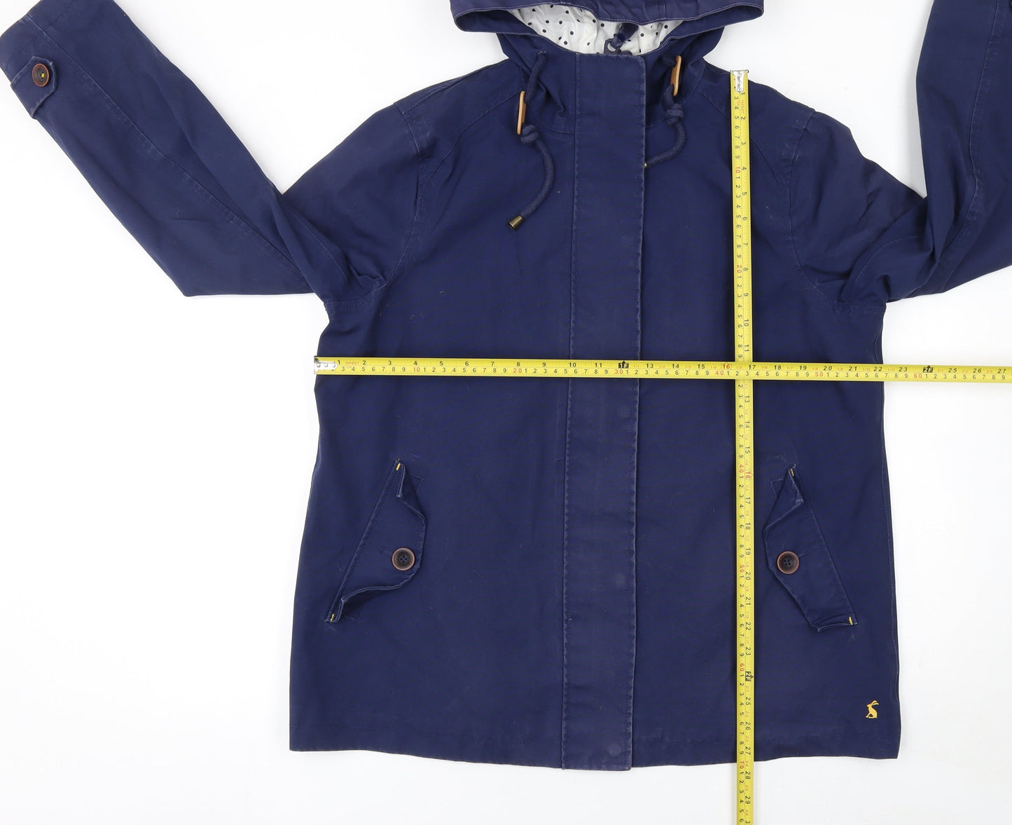 Joules Women Blue Hooded Parka Jacket Size 16 Cotton Lined