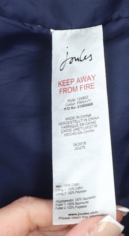 Joules Women Blue Hooded Parka Jacket Size 16 Cotton Lined