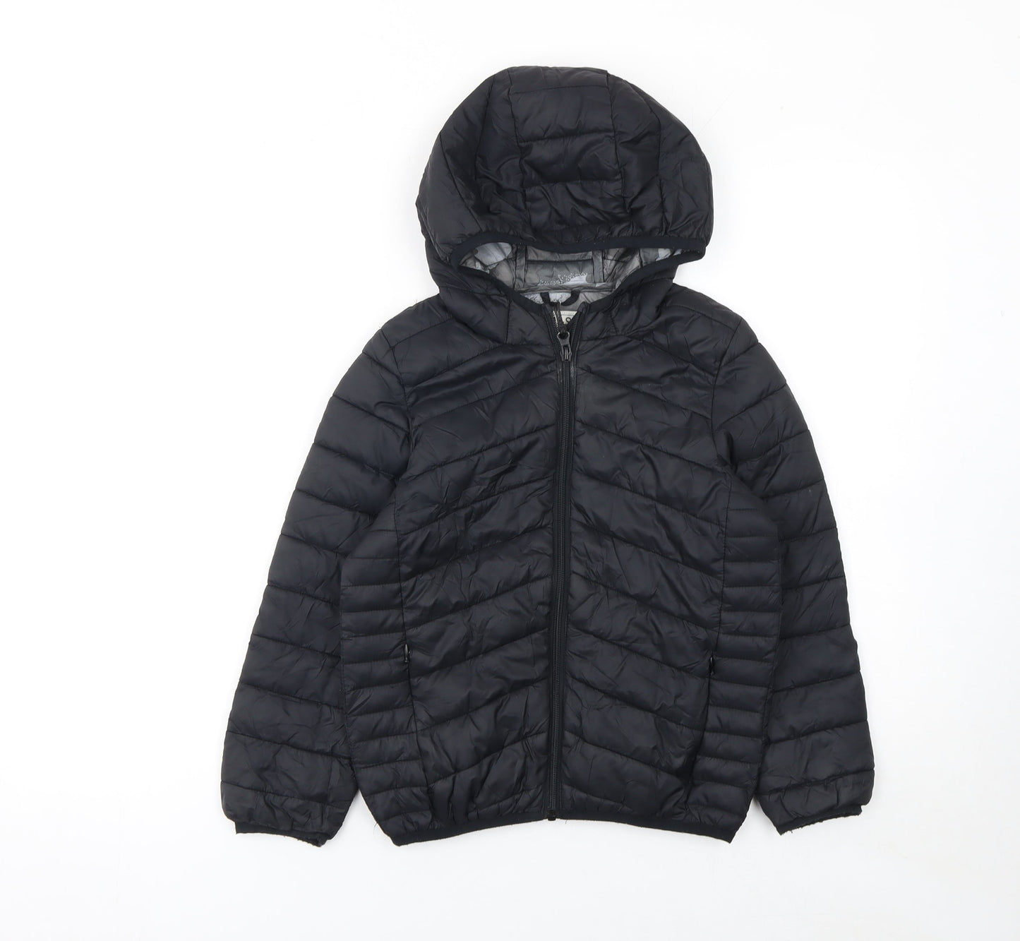 Boys UK Size 7-8 Years Marks and Spencer Black Puffer Jacket