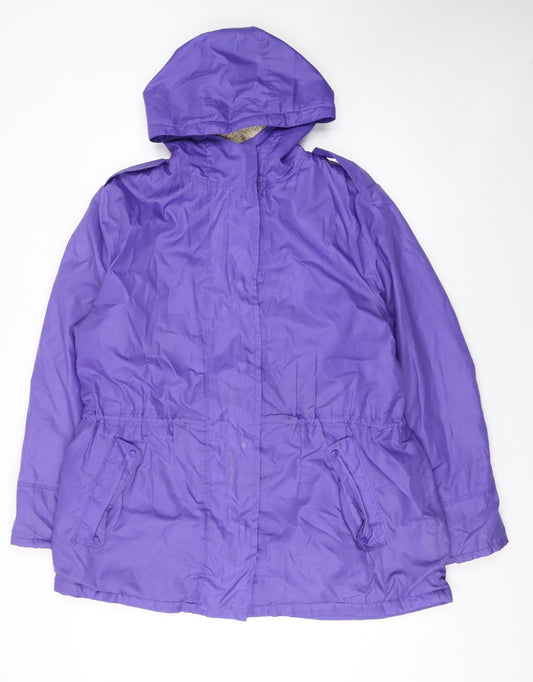 Cotton Traders Womens Purple Hooded Parka Jacket Size 18