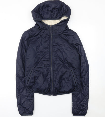 Womens UK Size S Vero Moda Jeans Blue Quilted Coat